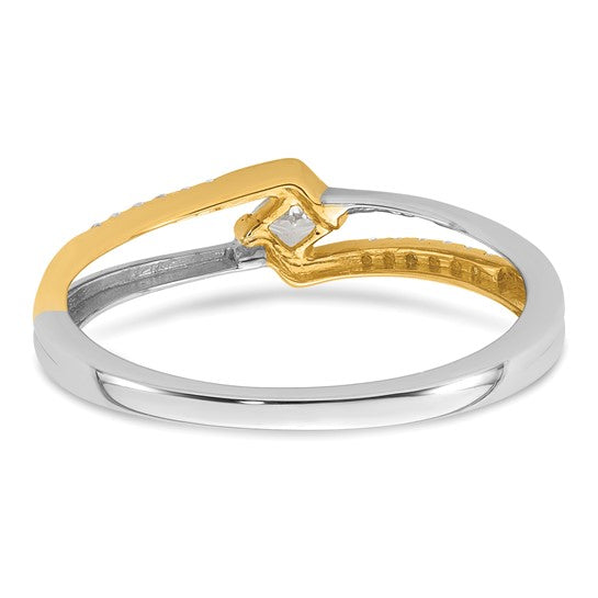 14K Two-tone Gold Natural Diamond Engagement Ring 0.15 Ct