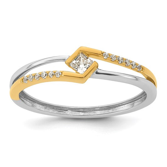 14K Two-tone Gold Natural Diamond Engagement Ring 0.15 Ct