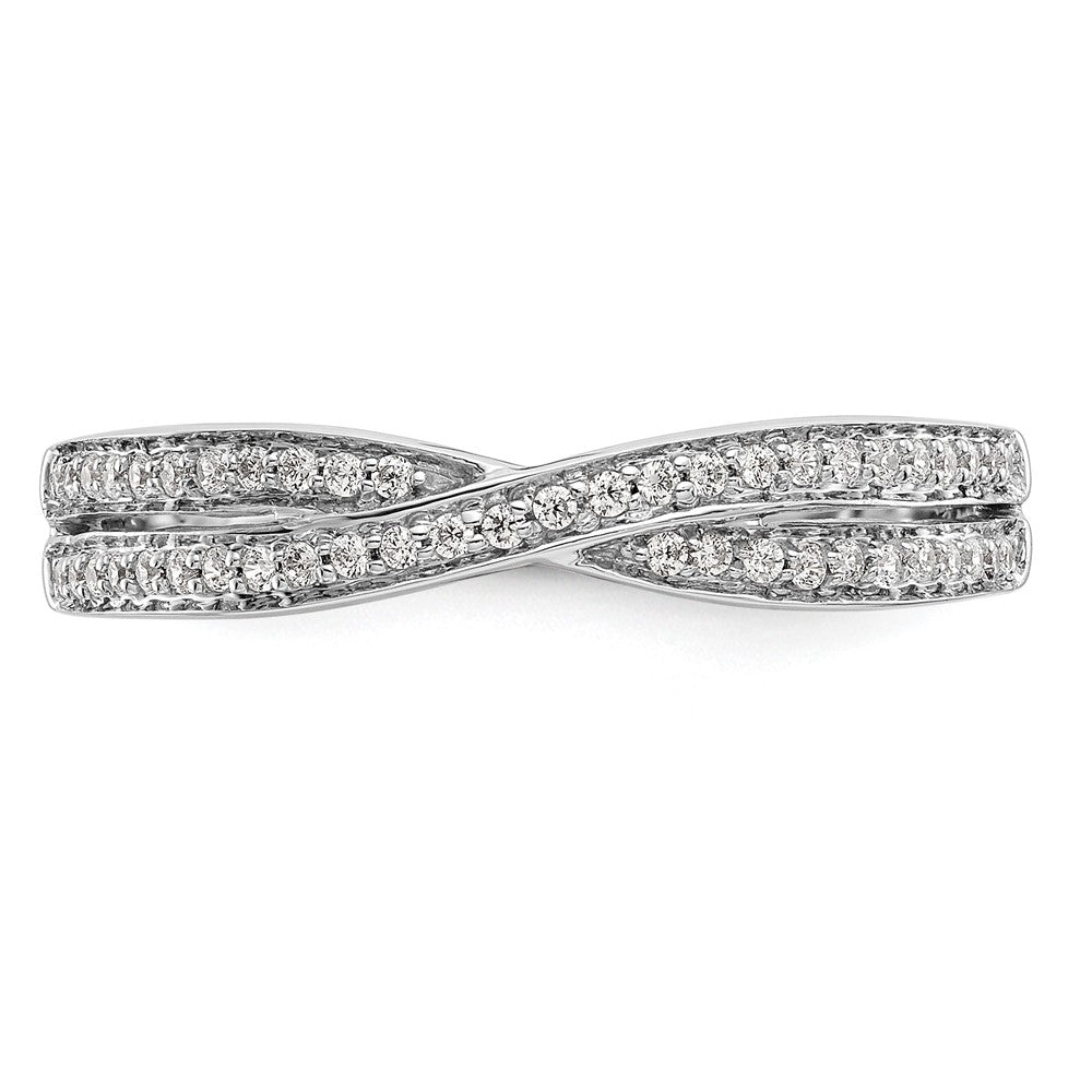 14K White Gold Criss-Cross 1/5 Ct Diamond Wedding Band Ring