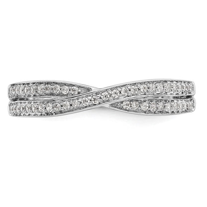 14K White Gold Criss-Cross 1/5 Ct Diamond Wedding Band Ring