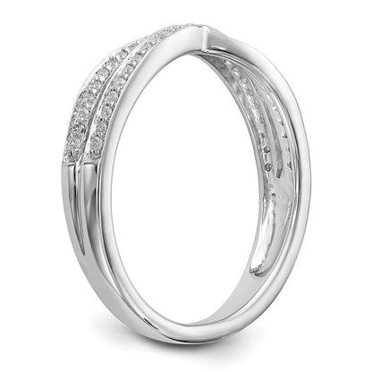 14K White Gold Criss-Cross 1/5 Ct Diamond Wedding Band Ring