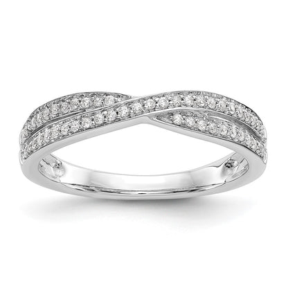 14K White Gold Criss-Cross 1/5 Ct Diamond Wedding Band Ring