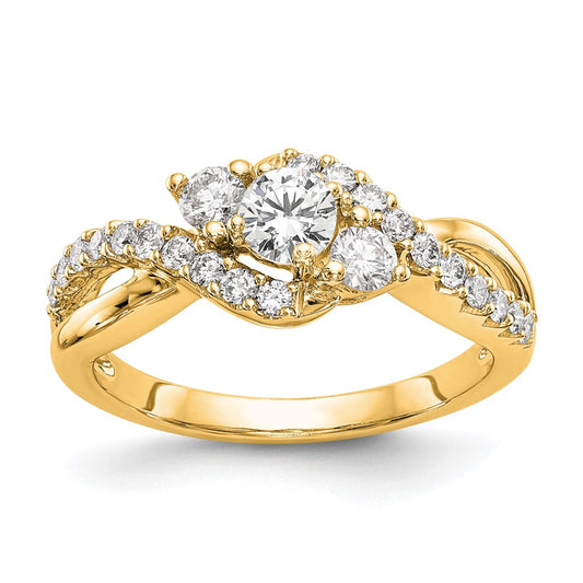 14k Yellow Gold 5/8 Ct Lab Grown Diamond Criss Cross Engagement Ring VS/SI, G