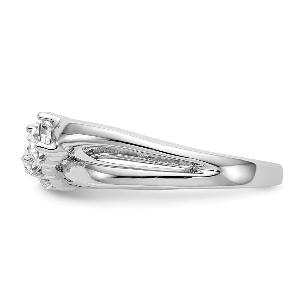 14K White Gold 3-Stone Diamond Engagement Ring Size 7