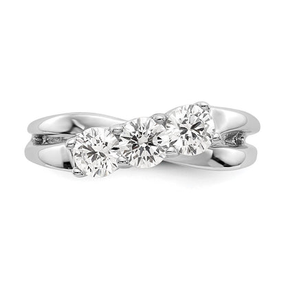 14K White Gold 3-Stone Diamond Engagement Ring Size 7