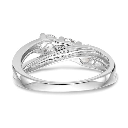 14K White Gold 3-Stone Diamond Engagement Ring Size 7