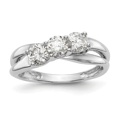 14K White Gold 3-Stone Diamond Engagement Ring Size 7