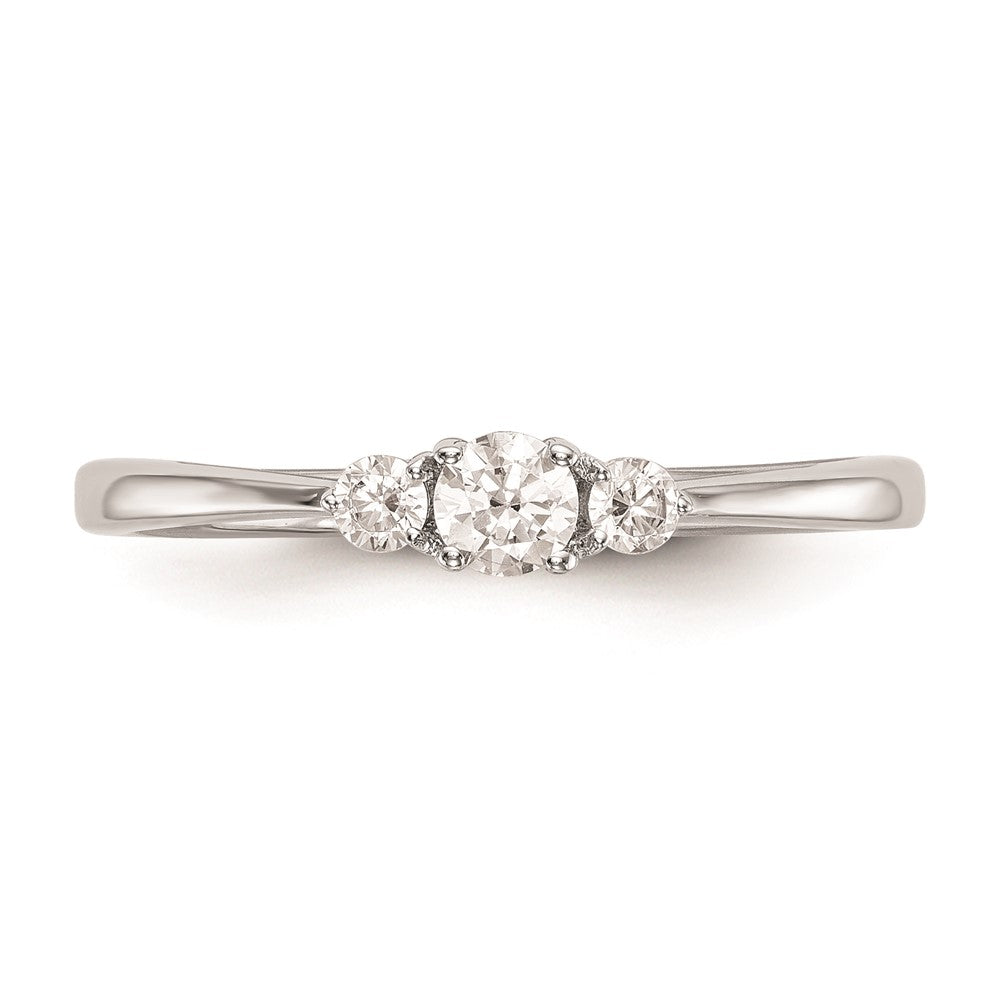 14k White Gold 3-Stone 1/4 carat Round Diamond Promise Engagement Ring Size 7