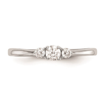 14k White Gold 3-Stone 1/4 carat Round Diamond Promise Engagement Ring Size 7