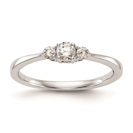 14k White Gold 3-Stone 1/4 carat Round Diamond Promise Engagement Ring Size 7