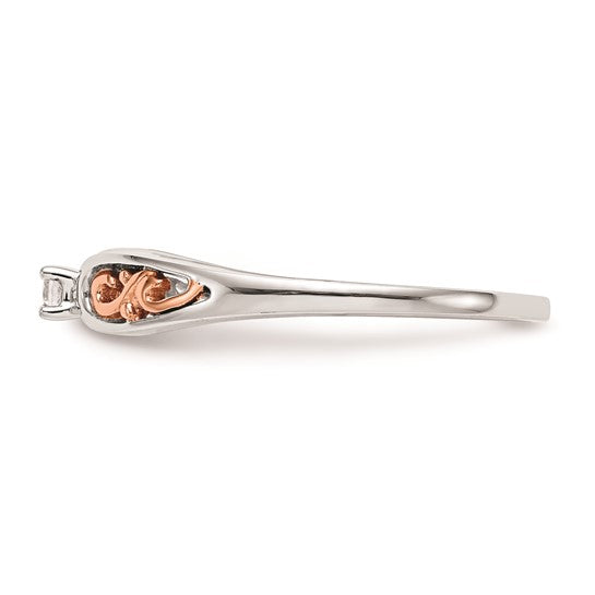 14k White and Rose Gold 1/20 Ct Round Diamond Engagement Ring