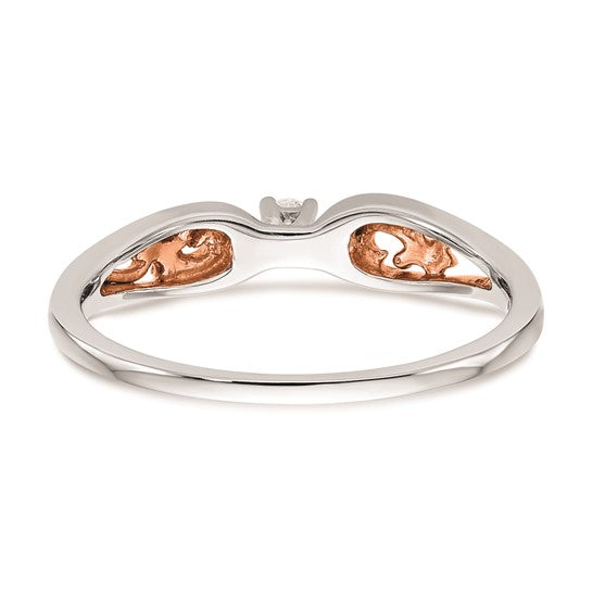 14k White and Rose Gold 1/20 Ct Round Diamond Engagement Ring