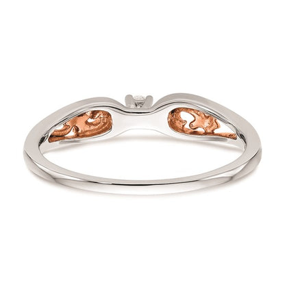 14k White and Rose Gold 1/20 Ct Round Diamond Engagement Ring