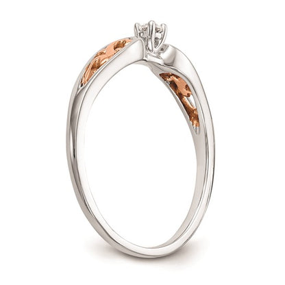 14k White and Rose Gold 1/20 Ct Round Diamond Engagement Ring