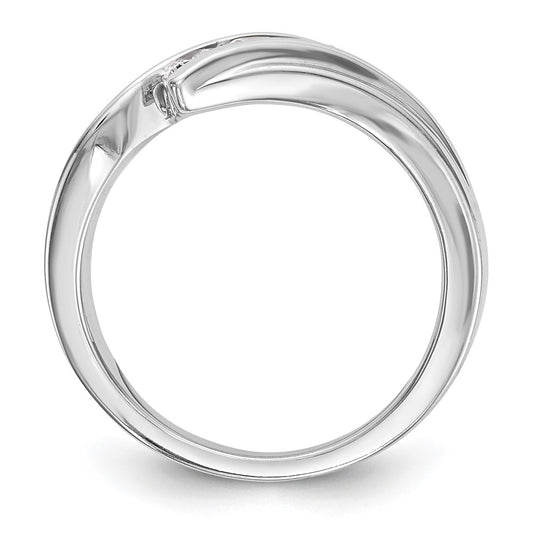 14K White Gold 3-Stone Bypass 1/3 carat Diamond Ring Size 7