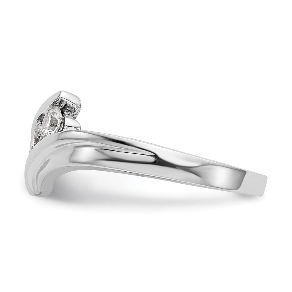 14K White Gold 3-Stone Bypass 1/3 carat Diamond Ring Size 7