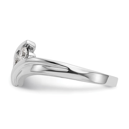 14K White Gold 3-Stone Bypass 1/3 carat Diamond Ring Size 7