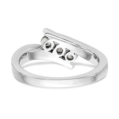 14K White Gold 3-Stone Bypass 1/3 carat Diamond Ring Size 7