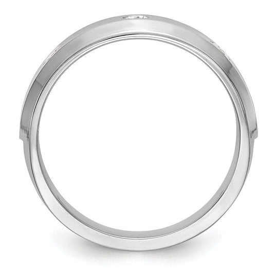 14K White Gold 3-Stone Bezel 1/6 carat Diamond Men's Band Size 10
