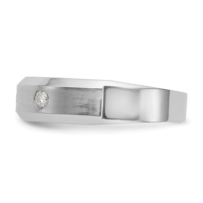 14K White Gold 3-Stone Bezel 1/6 carat Diamond Men's Band Size 10