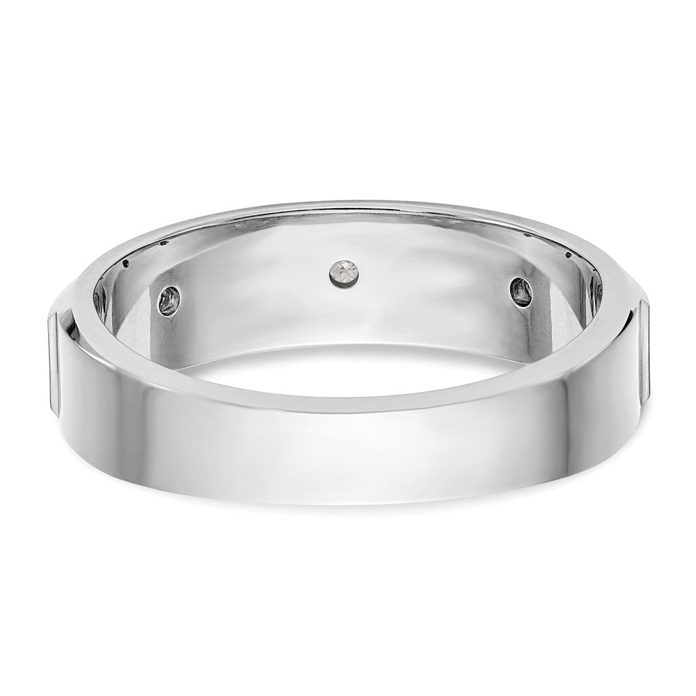 14K White Gold 3-Stone Bezel 1/6 carat Diamond Men's Band Size 10