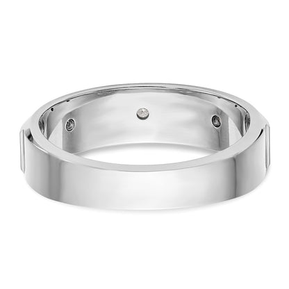 14K White Gold 3-Stone Bezel 1/6 carat Diamond Men's Band Size 10