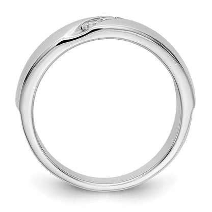 14K White Gold 3-Stone  1/5 carat Diamond Men's Band Size 10