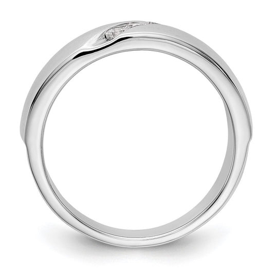 14K White Gold 3-Stone  1/5 carat Diamond Men's Band Size 10