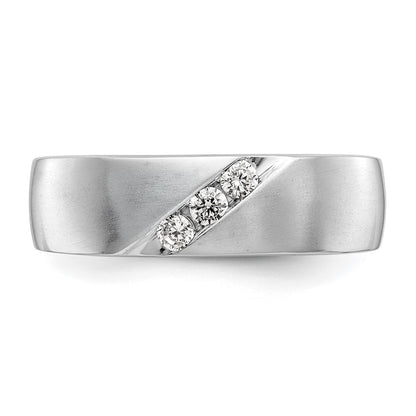 14K White Gold 3-Stone  1/5 carat Diamond Men's Band Size 10