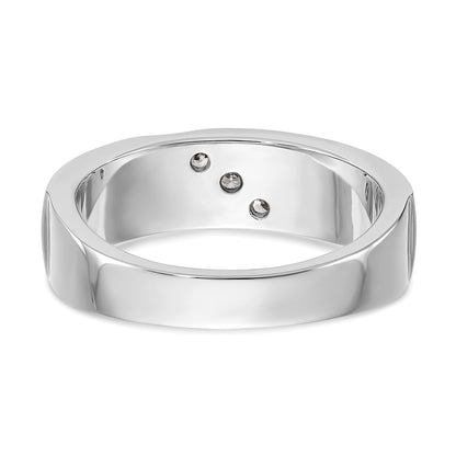 14K White Gold 3-Stone  1/5 carat Diamond Men's Band Size 10