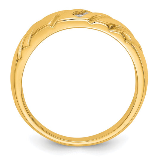 14k Yellow Gold 3-Stone 1/8 carat Diamond Men's Band Size 10