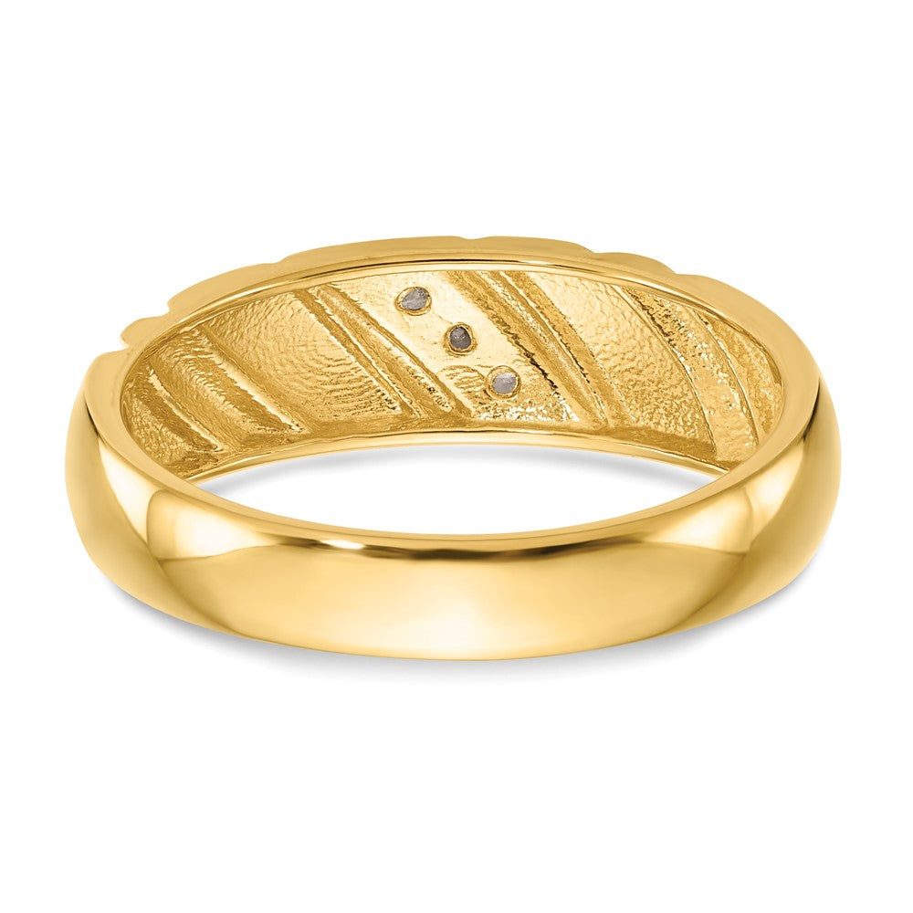 14k Yellow Gold 3-Stone 1/8 carat Diamond Men's Band Size 10