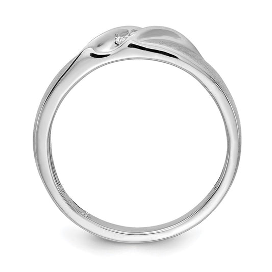 14k White Gold 3-Stone Satin 1/10 carat Diamond Men's Ring Size 10