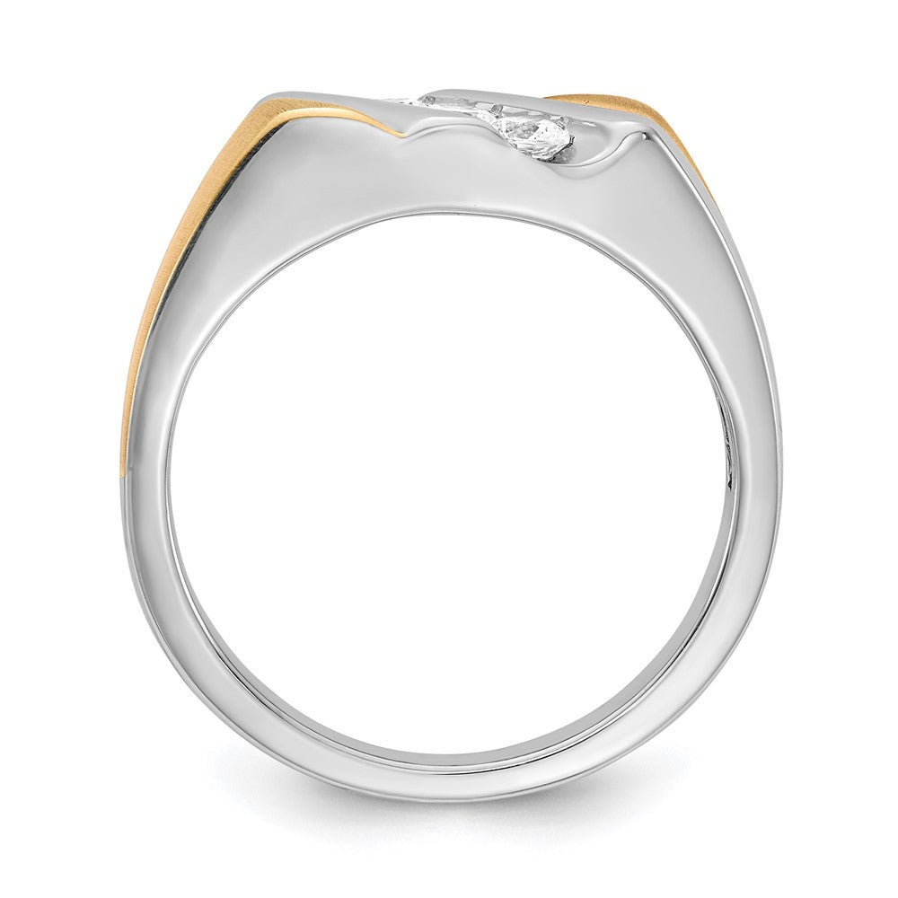 14k Two-tone Gold 3-Stone 3/8 carat Diamond Men's Ring Size 10