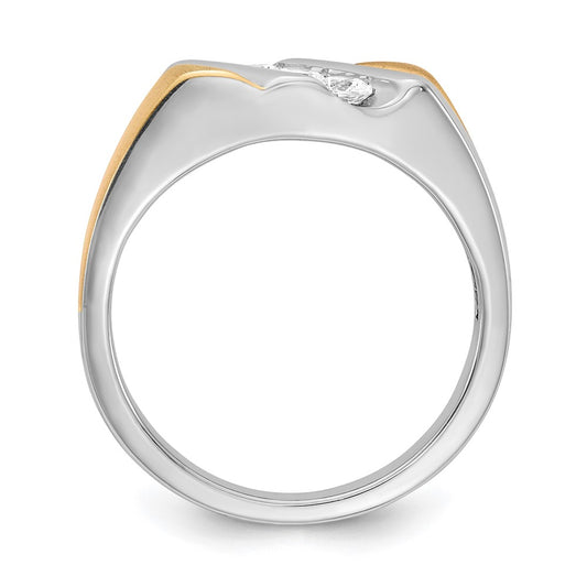 14k Two-tone Gold 3-Stone 3/8 carat Diamond Men's Ring Size 10