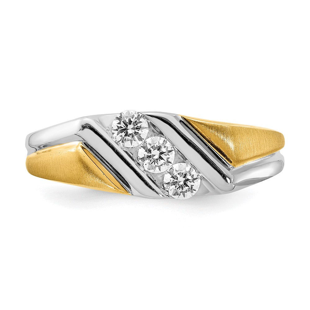 14k Two-tone Gold 3-Stone 3/8 carat Diamond Men's Ring Size 10