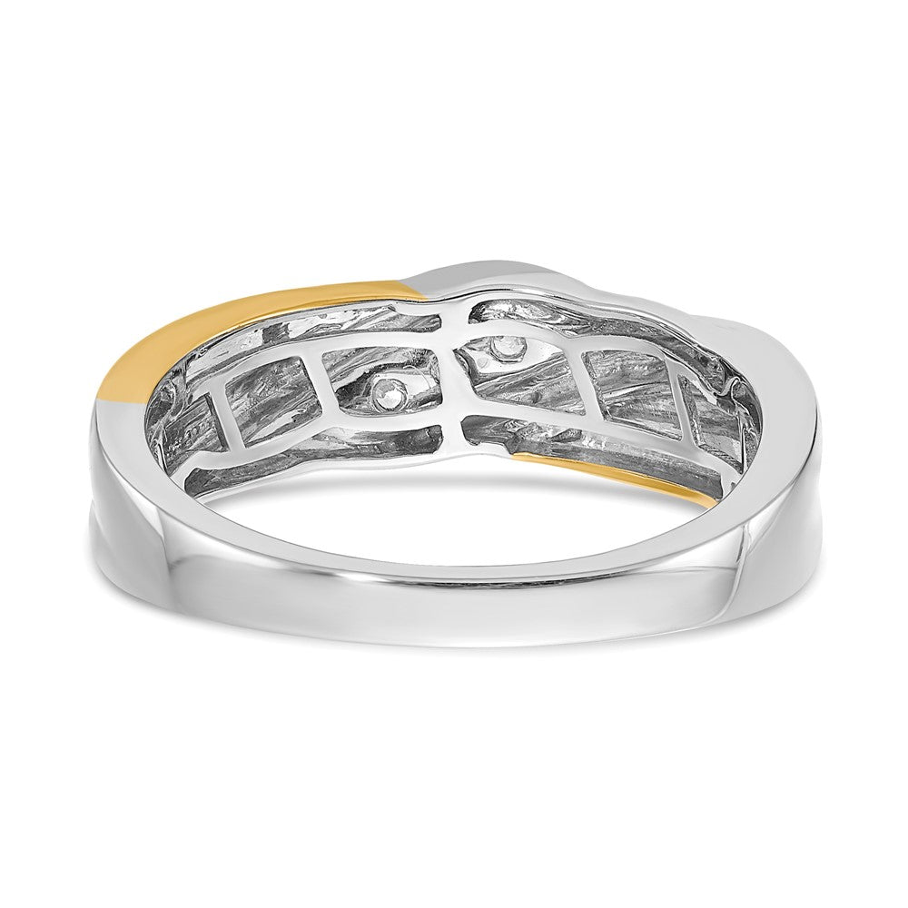 14k Two-tone Gold 3-Stone 1/6 carat Diamond Men's Ring Size 10