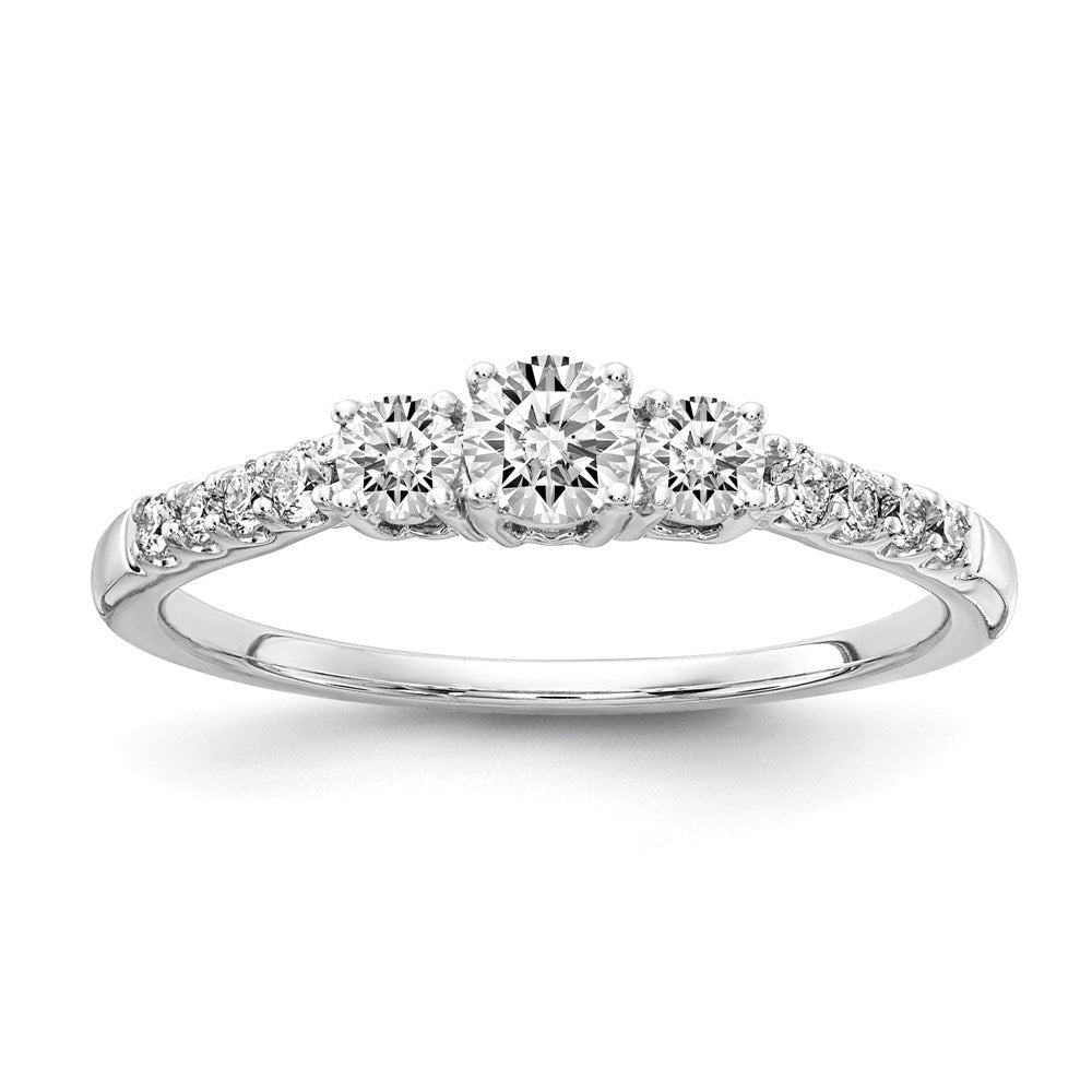 14k White Gold 1/2 Cct Lab Grown Diamond 3 Stone Engagement VS/SI, DE