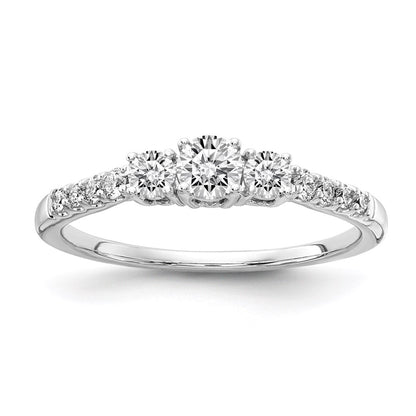 14k White Gold 1/2 Cct Lab Grown Diamond 3 Stone Engagement VS/SI, DE