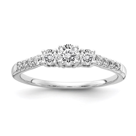 14k White Gold 1/2 Cct Lab Grown Diamond 3 Stone Engagement VS/SI, DE