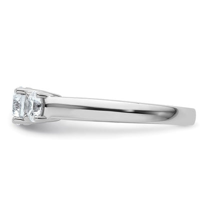 14k White Gold 1 Ct Lab Grown Diamond 3-Stone Engagement Ring VS, F