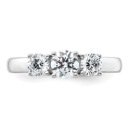14k White Gold 1 Ct Lab Grown Diamond 3-Stone Engagement Ring VS, F