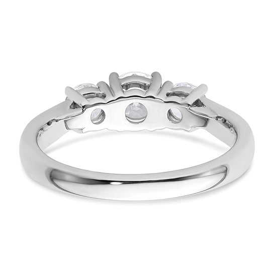 14k White Gold 1 Ct Lab Grown Diamond 3-Stone Engagement Ring VS, F