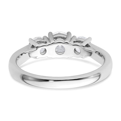 14k White Gold 1 Ct Lab Grown Diamond 3-Stone Engagement Ring VS, F