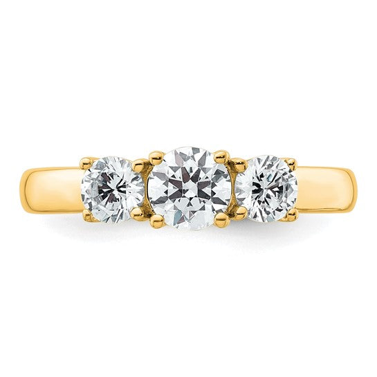 14k White Gold 1 Ct Lab Grown Diamond 3-Stone Engagement Ring VS, F