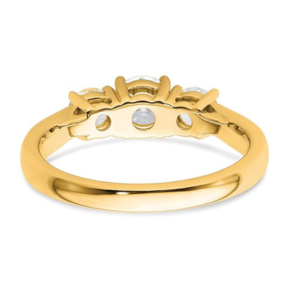 14k White Gold 1 Ct Lab Grown Diamond 3-Stone Engagement Ring VS, F