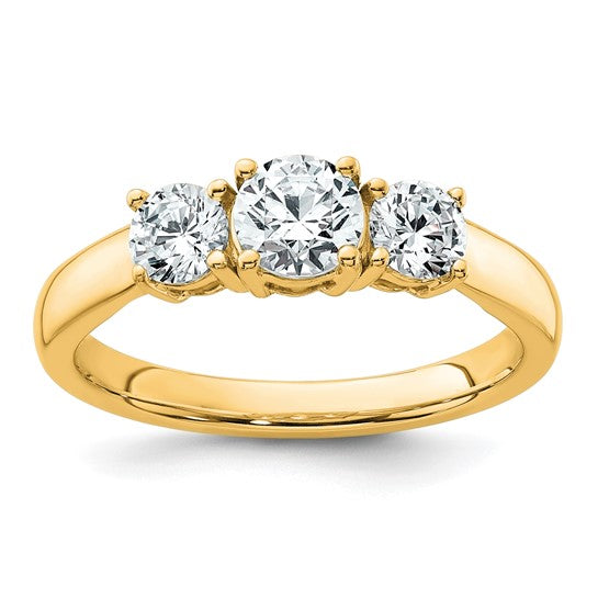 14k White Gold 1 Ct Lab Grown Diamond 3-Stone Engagement Ring VS, F