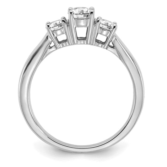 14k White Gold 3/4 carat Lab Grown Diamond Three Stone Engagement Ring for Women
