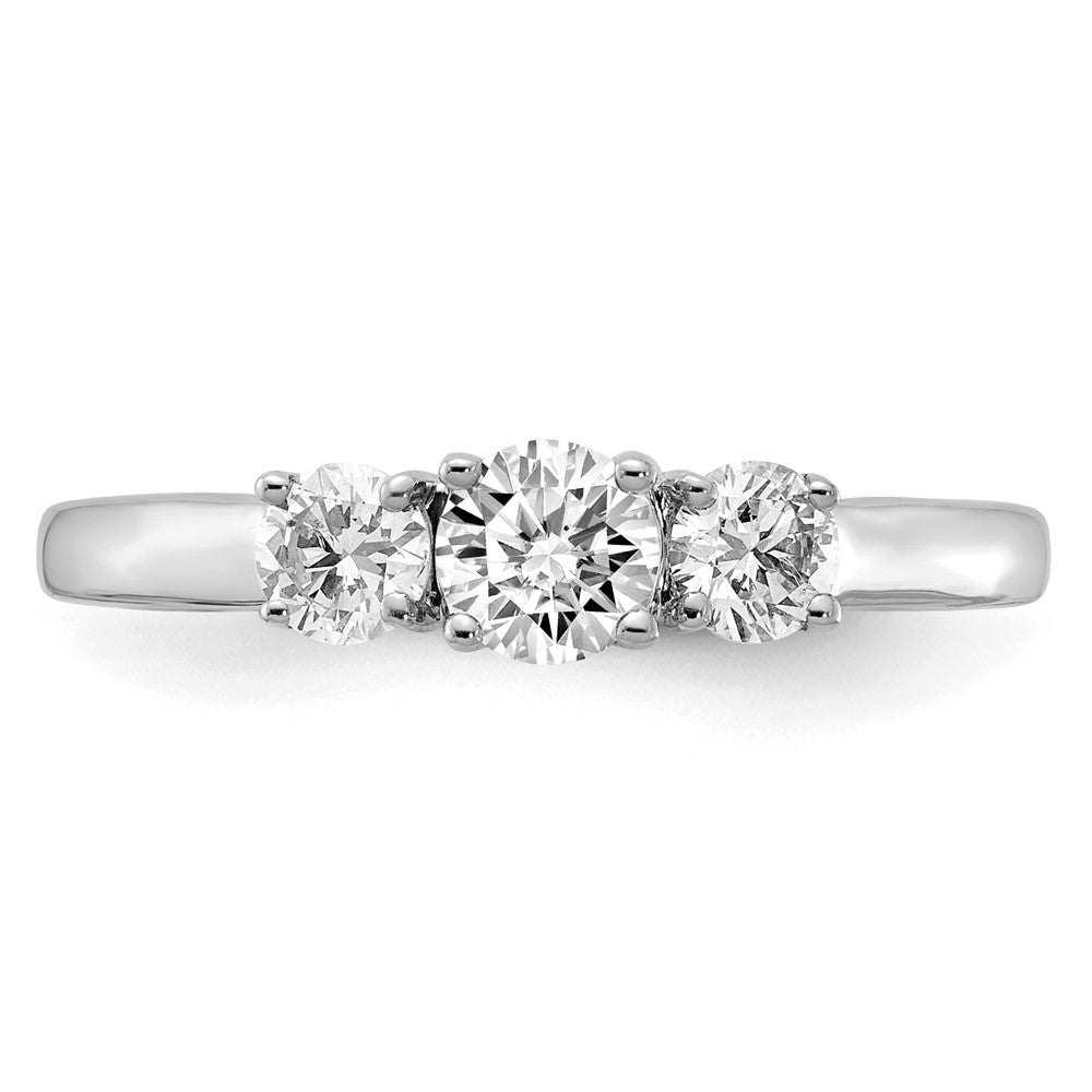 14k White Gold 3/4 carat Lab Grown Diamond Three Stone Engagement Ring for Women