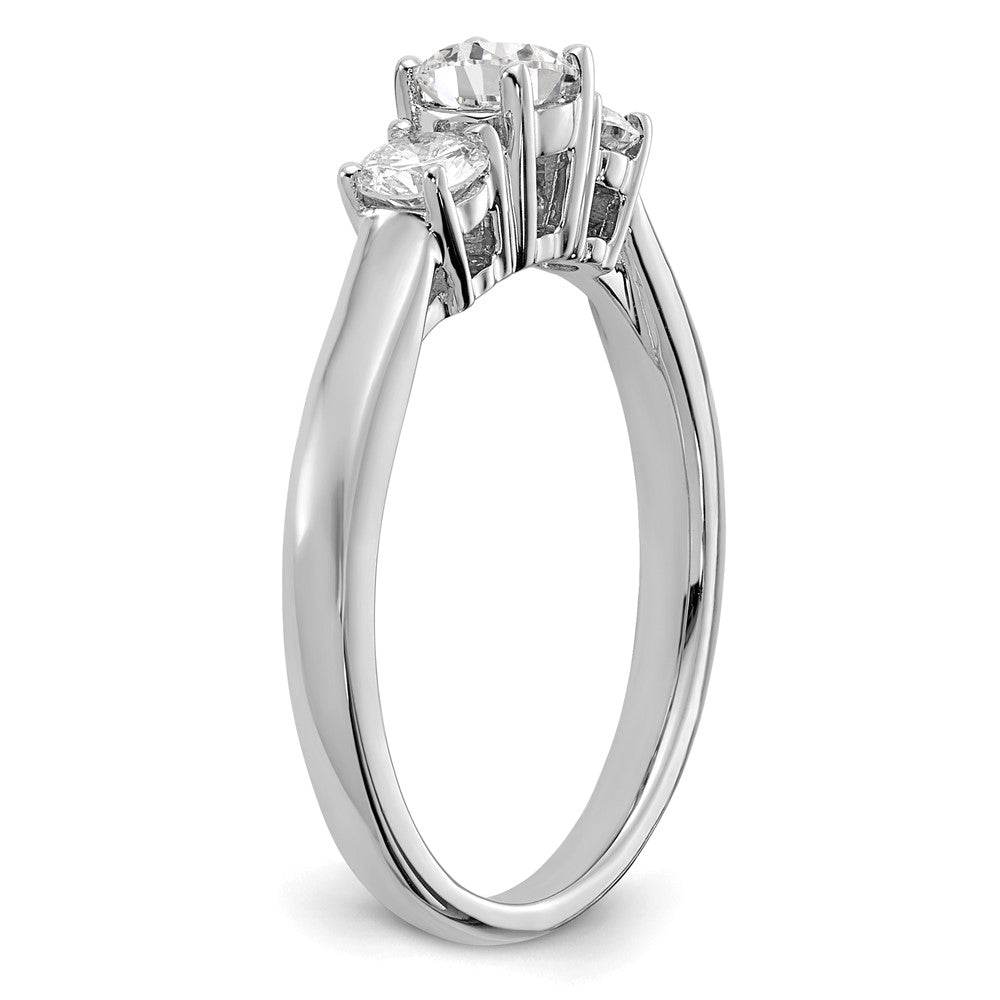 14k White Gold 3/4 carat Lab Grown Diamond Three Stone Engagement Ring for Women